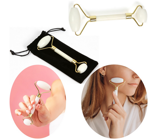 Rodillo De Cuarzo Blanco Para Masaje Facial